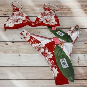 Farm Rio Floral Chains Bikini Set Triangle Top and Cheeky Coverage Bottom Medium